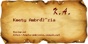 Kmety Ambrózia névjegykártya